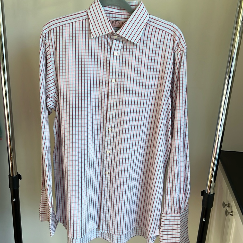 Thomas Pink neck 16, sleeve 36.5, blue red check French cuff